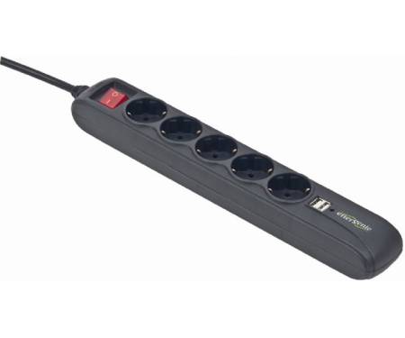 EnerGenie 5 розеток 2xUSB 1.5 м (Black) (SPG5-U2-5)