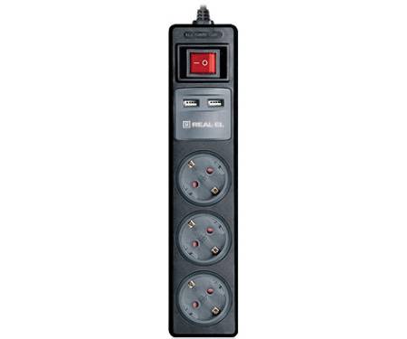 REAL-EL RS-3 USB CHARGE 1.8 м (Black)