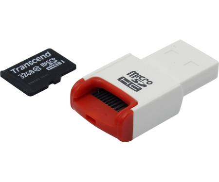 Карта памяти Transcend 32 GB microSDHC class 10 + P3 Card Reader TS32GUSDHC10-P3