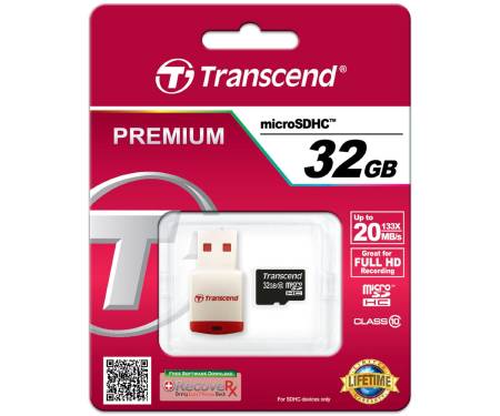 Карта памяти Transcend 32 GB microSDHC class 10 + P3 Card Reader TS32GUSDHC10-P3