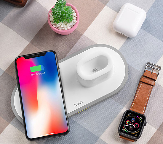 Hoco CW21 Wisdom 3-in-1 Wireless Charger White