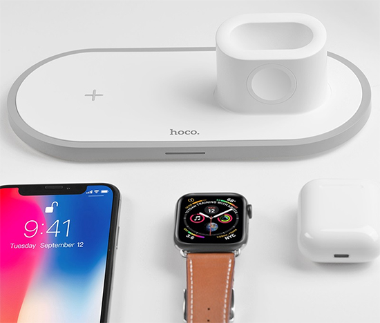 Hoco CW21 Wisdom 3-in-1 Wireless Charger White
