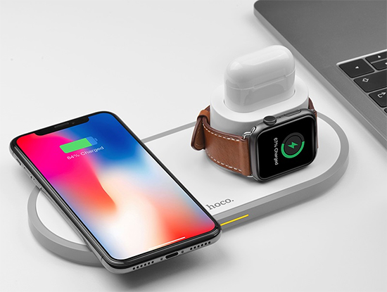 Hoco CW21 Wisdom 3-in-1 Wireless Charger White