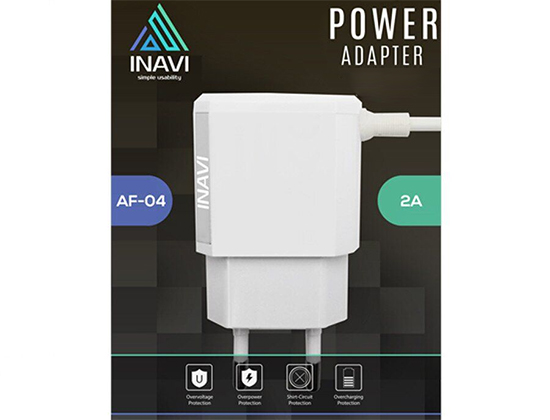 Сетевое зарядное устройство INAVI micro cable+2USB/2A (AF-04) Black