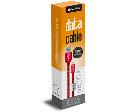 Кабель ColorWay USB-Lihgtning, 1м Red (CW-CBUL004-RD)