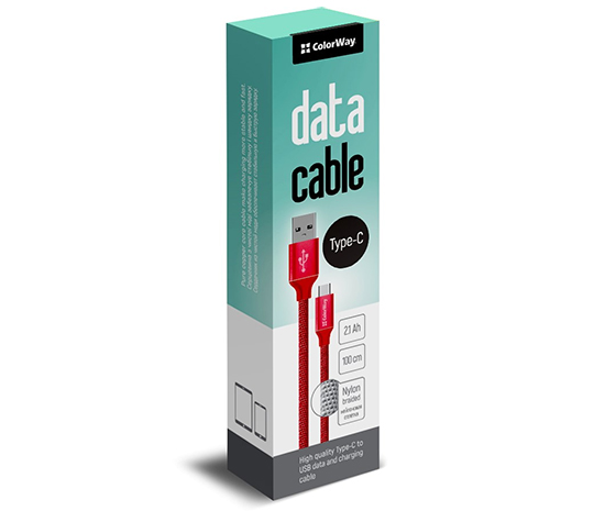 Кабель ColorWay USB-USB Type-C, 1м Red (CW-CBUC003-RD)