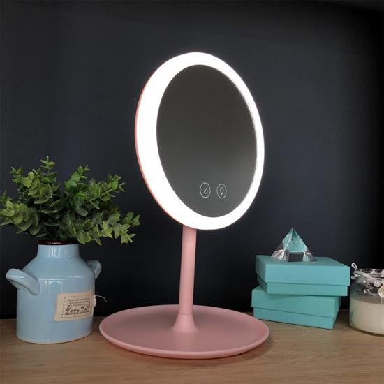 Зеркало для макияжа Led Cosmetic Mirror Pink