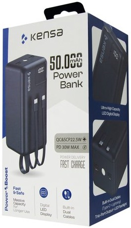 Зовнішній аккумулятор (повербанк) KENSA 50000mAh 22.5W Black (KP-91) фото 3