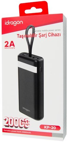 Зовнішній аккумулятор (повербанк) Power bank iDragon KP-20 20000mAh Black фото 3