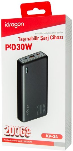 Зовнішній аккумулятор (повербанк) Power bank iDragon KP-24 20000mAh 22.5W Black фото 3