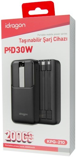 Зовнішній аккумулятор (повербанк) Power bank iDragon KPG-210 20000mAh 22.5W Black фото 3