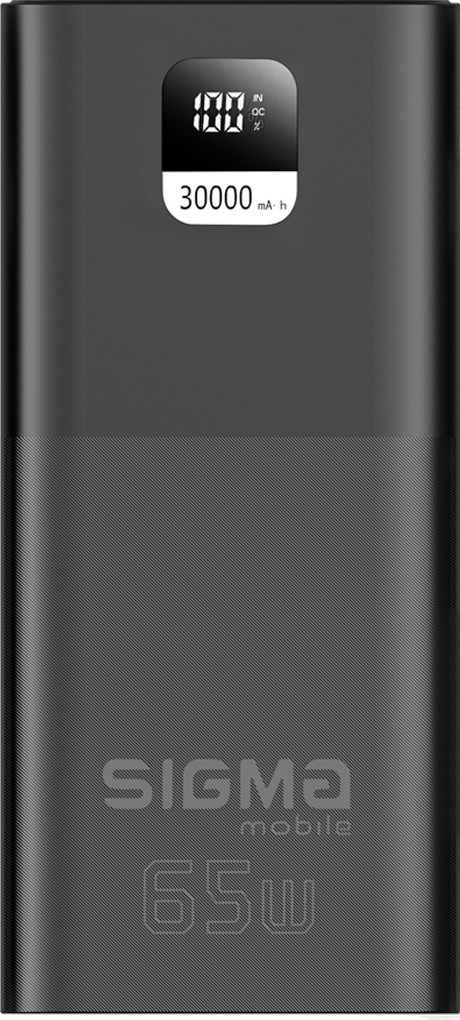 Зовнішній аккумулятор (повербанк) Sigma mobile X-power 2USB+Type-C 65W 30000mAh Black (SI30A6QLX) фото 1