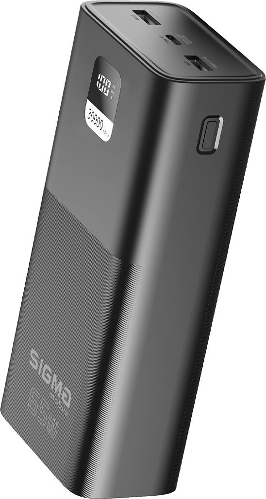 Зовнішній аккумулятор (повербанк) Sigma mobile X-power 2USB+Type-C 65W 30000mAh Black (SI30A6QLX) фото 3
