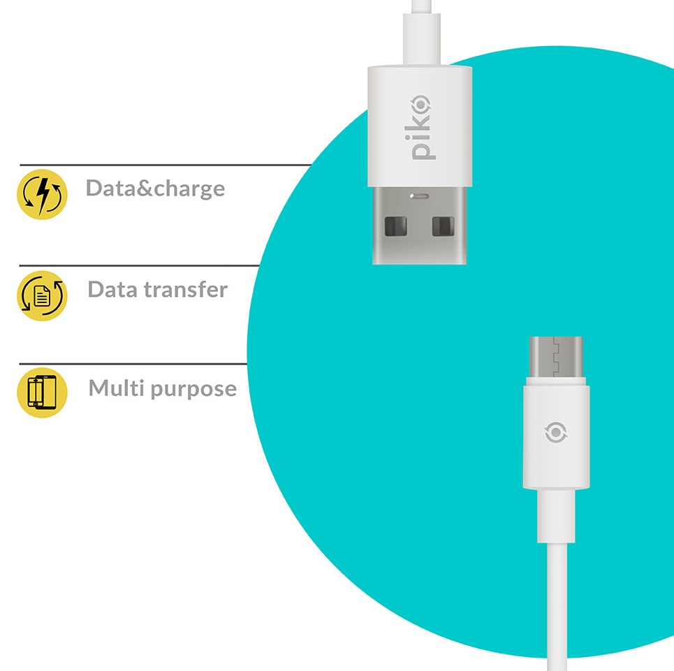 Кабель Piko CB-UM11 Type-A to microUSB (1.2m) White (1283126496172) фото 2