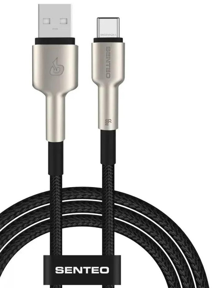Кабель Senteo SM-03 6A/66W Iron Series USB-A to USB-C 1m Black фото 1