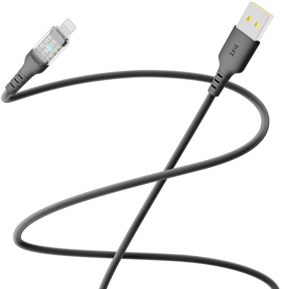 Кабель YOKI CYBER USB to Lightning 2.4A 1.2m Black (YK-CACY233M2) фото 4