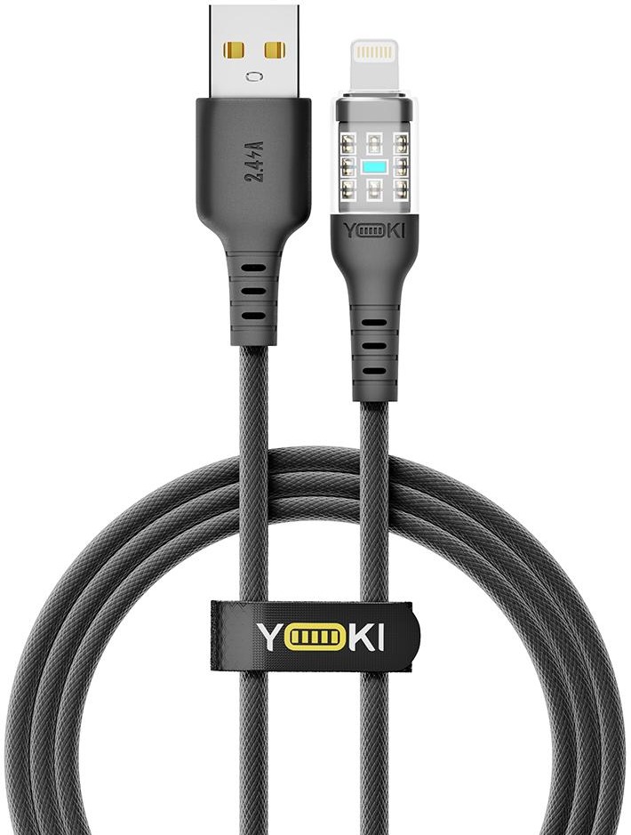 Кабель YOKI CYBER USB to Lightning 2.4A 1.2m Black (YK-CACY233M2) фото 1