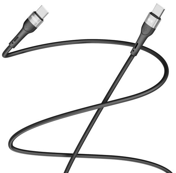 Кабель YOKI EXTRA Type-C to Type-C 60W 1.2m Black (YK-CAEX114M2) фото 3