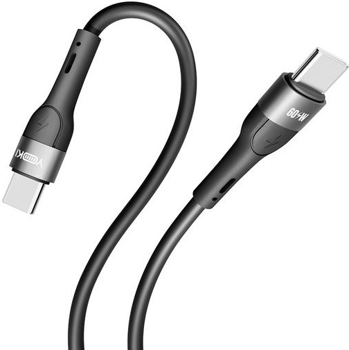 Кабель YOKI EXTRA Type-C to Type-C 60W 1.2m Black (YK-CAEX114M2) фото 2