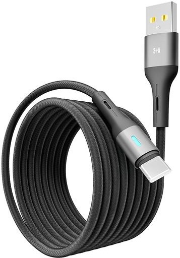 Кабель YOKI LED USB to Type-C 3A 2m Black (YK-CALE172L2) фото 3