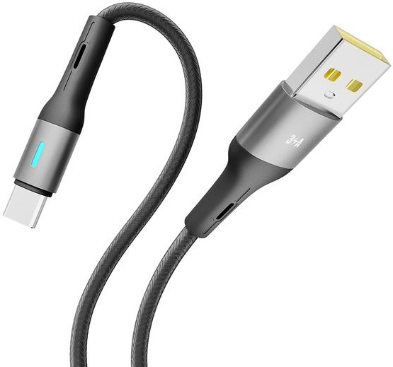 Кабель YOKI LED USB to Type-C 3A 2m Black (YK-CALE172L2) фото 4