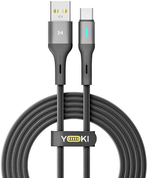 Кабель YOKI LED USB to Type-C 3A 2m Black (YK-CALE172L2) фото 1