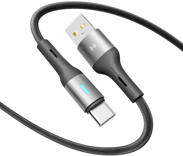 Кабель YOKI LED USB to Type-C 3A 2m Black (YK-CALE172L2) фото 2