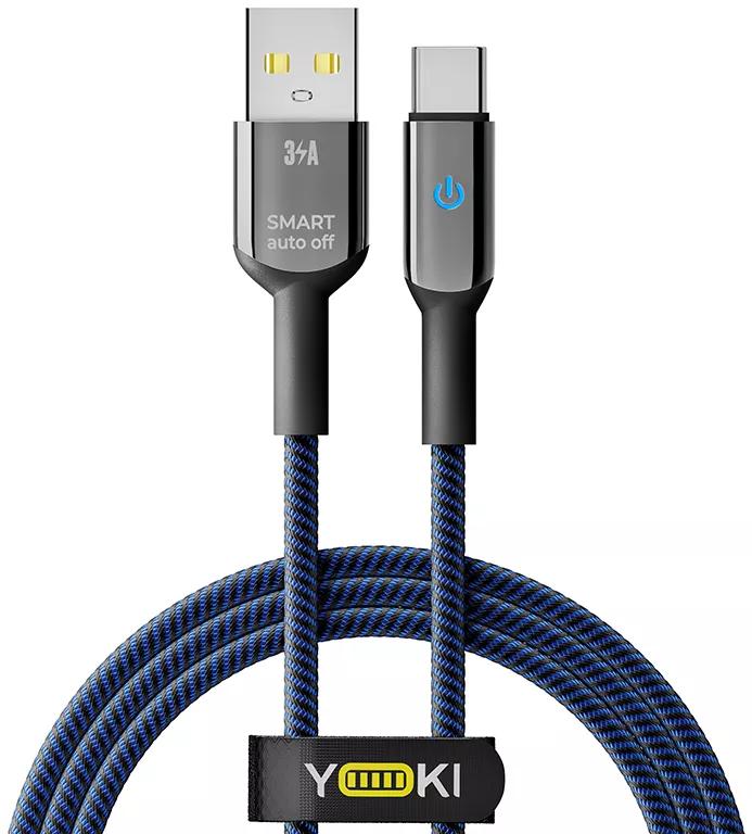 Кабель YOKI SMART USB to Type-C 3A 1.2m Dark Blue (YK-CASM312M4) фото 1