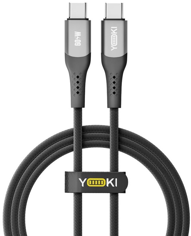 Кабель YOKI SOLID YK-SO15 Type-C to Type-C 60W 1.2m Black (YK-CASO154M2) фото 1