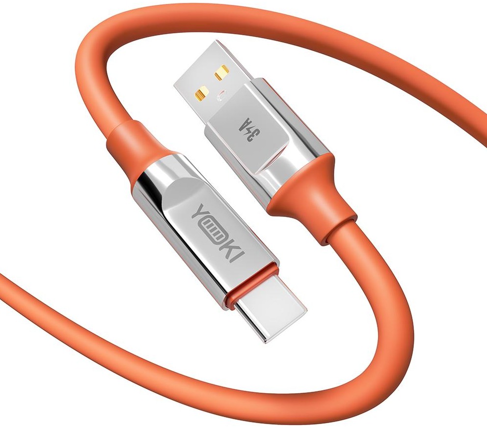 Кабель YOKI ULTRA USB to Type-C 3A 1.2m Orange (YK-CAUL612M9) фото 2