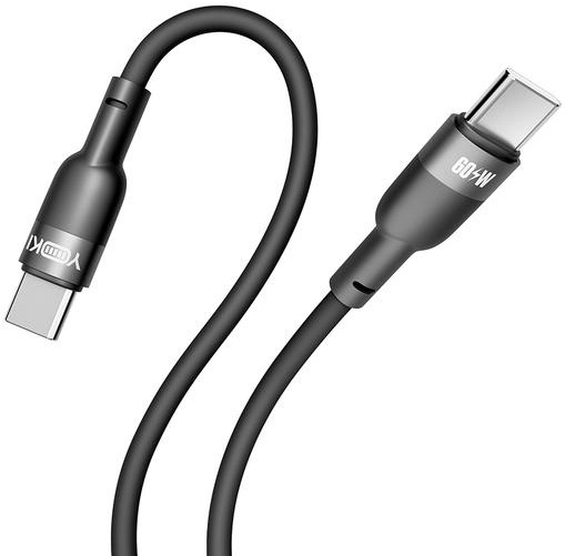 Кабель YOKI SILICONE YK-SI50 Type-C to Type-C 60W 1.2m Black (YK-CASI504M2) фото 2