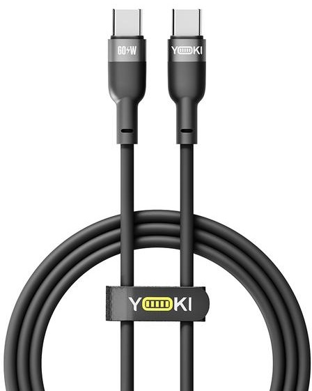 Кабель YOKI SILICONE YK-SI50 Type-C to Type-C 60W 1.2m Black (YK-CASI504M2) фото 1