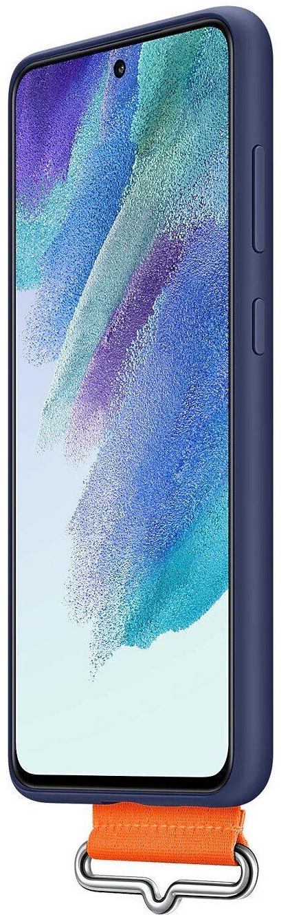 Чохол Silicone Cover with Strap Samsung S21 FE (G990) Navy (EF-GG990TNEGRU) фото 3