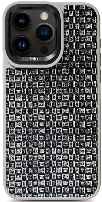 Чохол Kajsa Glamorous Collection Woven Pattern back case for iPhone 15 Pro Light Gray