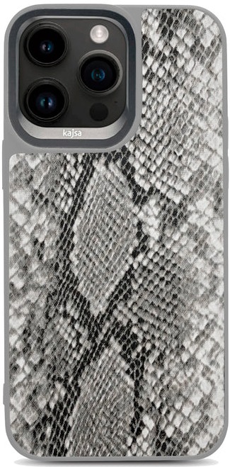 Чохол Kajsa Glamorous Collection Snake Pattern 2 back case for iPhone 15 Pro Light Gray